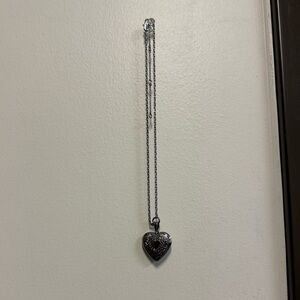 Metal Etched Heart Locket Necklace